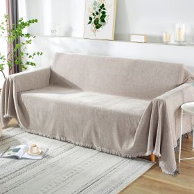 Chenille Couch Cover Universal Sofa Cover Sofa Slipcover for Pets Dogs Cats (Color: Oatmeal)