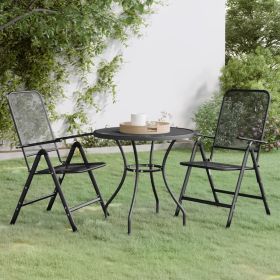 3 Piece Patio Dining Set Expanded Metal Mesh Anthracite (Color: Anthracite)