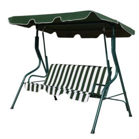 3 Seat Outdoor Patio Canopy Swing with Cushioned Steel Frame (Color: Green)