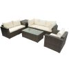 Patio Furniture Sets;  7-Piece Patio Wicker Sofa ;  Cushions;  Chairs ;  a Loveseat ;  a Table and a Storage Box