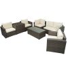 Patio Furniture Sets;  7-Piece Patio Wicker Sofa ;  Cushions;  Chairs ;  a Loveseat ;  a Table and a Storage Box