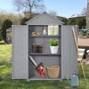 5.8ft x 3ft Outdoor Wood Lean-to Storage Shed Tool Organizer with Waterproof Asphalt Roof; Lockable Doors; 3-tier Shelves for Backyard