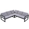 [Not allowed to sell to Wayfair]Industrial Style Outdoor Sofa Combination Set With 2 Love Sofa; 1 Single Sofa; 1 Table; 2 Bench