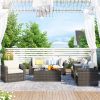 Patio Furniture Sets;  7-Piece Patio Wicker Sofa ;  Cushions;  Chairs ;  a Loveseat ;  a Table and a Storage Box