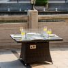 Brown Wicker Patio Firepit  Dining Table (Table Only)