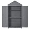 5.8ft x 3ft Outdoor Wood Lean-to Storage Shed Tool Organizer with Waterproof Asphalt Roof; Lockable Doors; 3-tier Shelves for Backyard