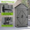 39.56"L x 22.04"W x 68.89"H Outdoor Storage Cabinet Garden Wood Tool Shed Outside Wooden Closet with Shelves and Latch, Gray/Brown