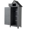 30.3"L X 21.3"W X 70.5"H Outdoor Storage Cabinet;  Wooden Tool Shed for Garden Patio Backyard,  Natural/Gray